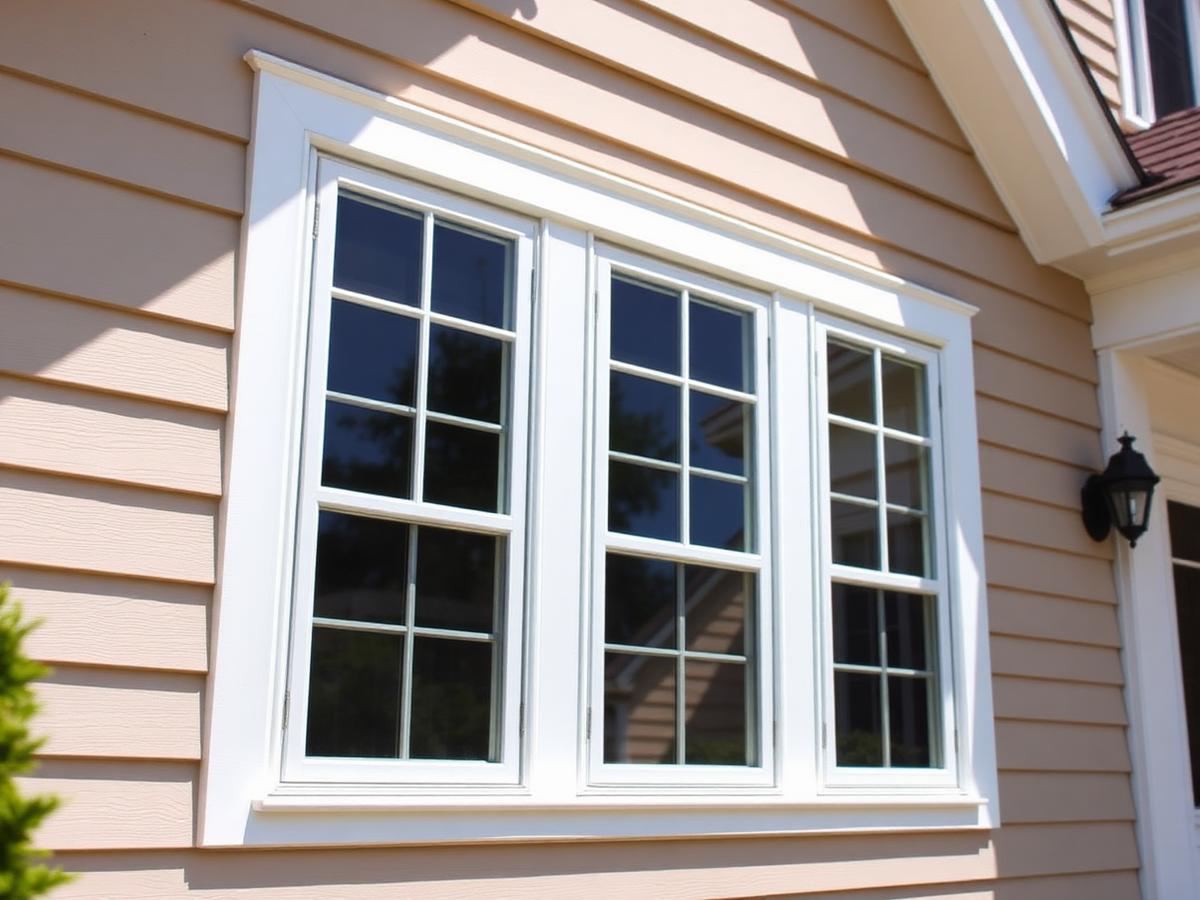 Newly installed white double-hung replacement windows